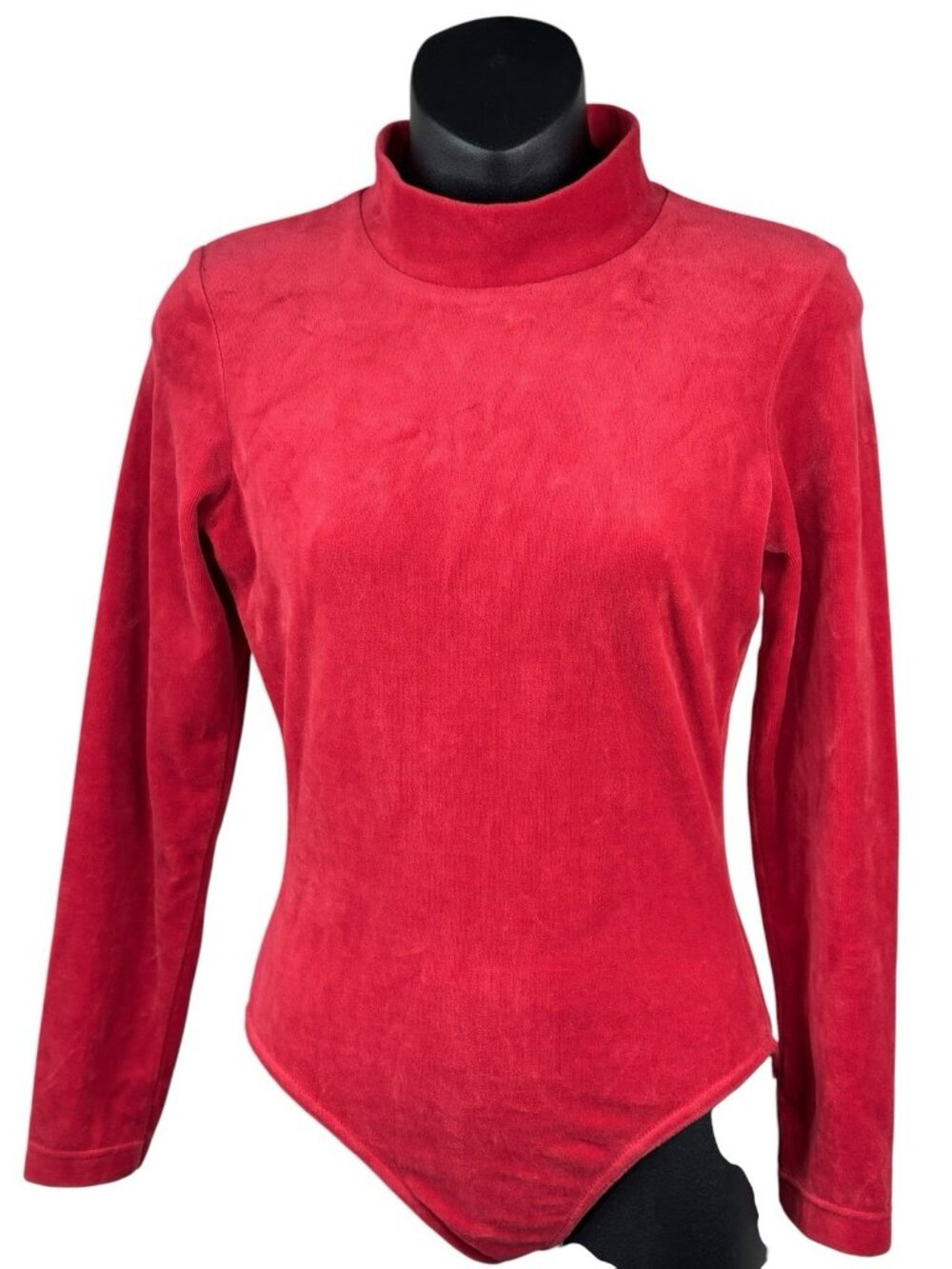 Vintage 90s Doll Core Betty Blue Velour Red Long Sleeve Snap Bodysuit Women’s M